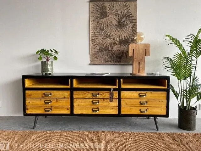 Dutchbone vakkenkast met houten treklades dutchbone, sol, hout / zwart - afbeelding 1 van  15