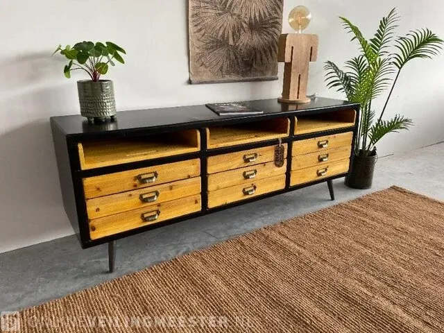 Dutchbone vakkenkast met houten treklades dutchbone, sol, hout / zwart - afbeelding 8 van  15