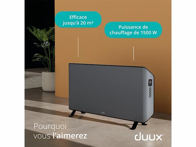 Duux edge 1500w smart convectorkachel grijs - afbeelding 2 van  3