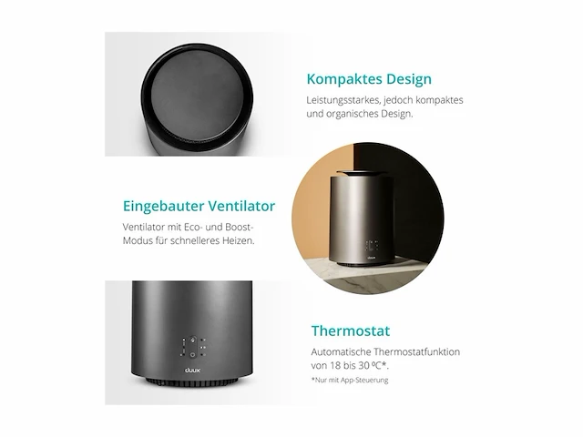 Duux threesixty 2 smart ventilator + verwarming grijs - afbeelding 3 van  4