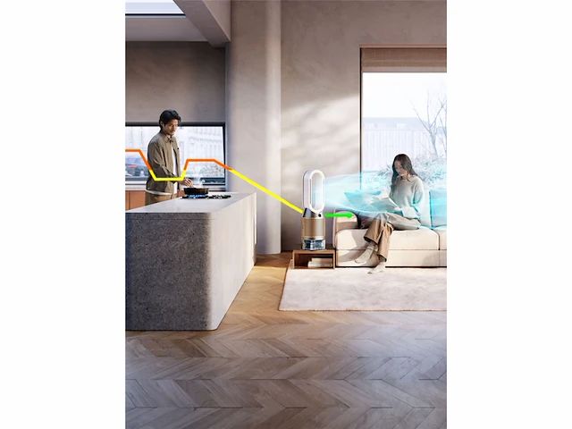 Dyson purifier humidify+cool ph2 de nox luchtreiniger ventilator hepa filter wit/goud - afbeelding 2 van  6