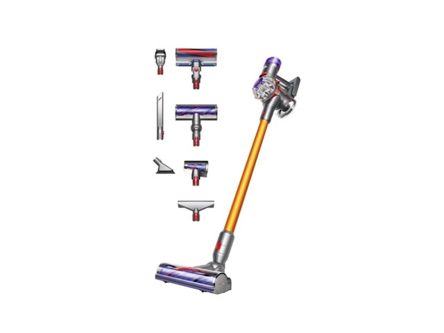 Dyson v8 absolute draadloze steelstofzuiger zilver/geel - afbeelding 1 van  6