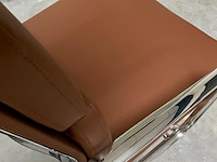 Eames ea208 softpad bureaustoel in cognac leer, replica, cognac / chroom - afbeelding 5 van  9