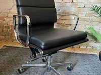 Eames ea217 bureaustoel in zwart leer, replica, zwart, 2022 - afbeelding 1 van  10