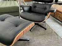 Eames lounge chair met ottoman in palissander en echt zwart leer, palissander / zwart - afbeelding 6 van  13