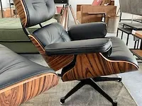 Eames lounge chair met ottoman in palissander en echt zwart leer, palissander / zwart - afbeelding 9 van  13