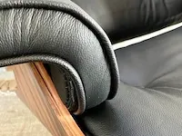 Eames lounge chair met ottoman in palissander en echt zwart leer replica, palissander / zwart - afbeelding 12 van  13