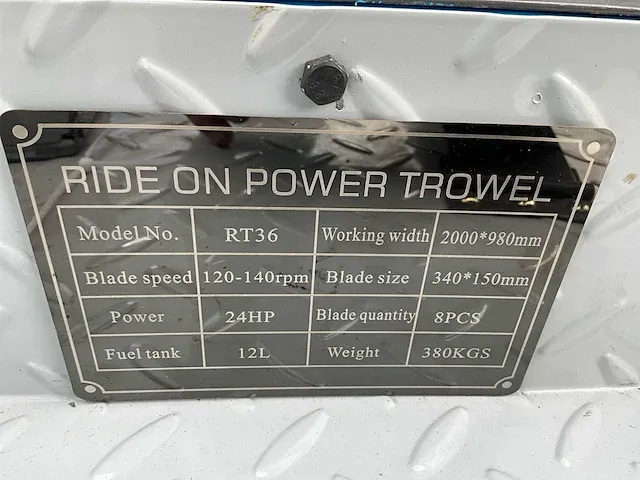 Easy-going - rt-36-b - ride on power troffel / dubbele vlindermachine - 2024 - afbeelding 26 van  52