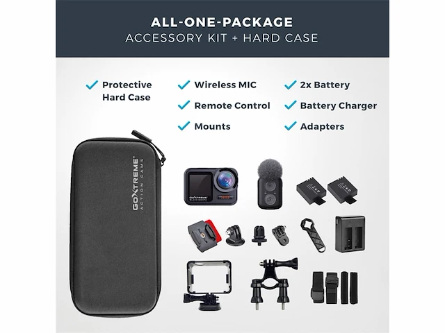 Easypix manta waterdichte action cam incl. harde schaalexterne microfoon + afstandsbedieningtwee batterijenoplader - afbeelding 2 van  4