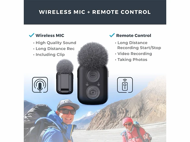 Easypix manta waterdichte action cam incl. harde schaalexterne microfoon + afstandsbedieningtwee batterijenoplader - afbeelding 3 van  4