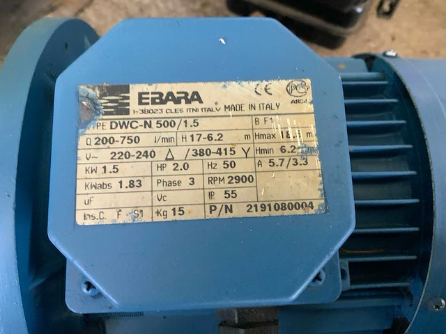 Ebara dwc-n 500/1,5 centrifugaalpomp - afbeelding 3 van  3