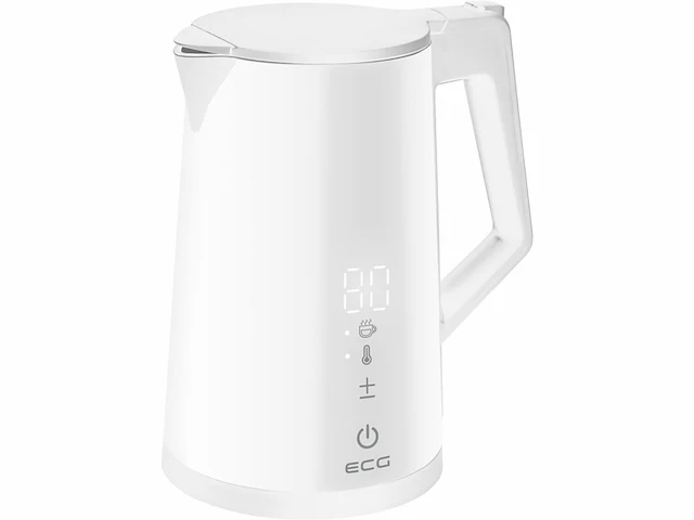 Ecg rk 1893 dubbelwandige waterkoker met temperatuurregeling 1,7 l 2200 w wit - afbeelding 1 van  4