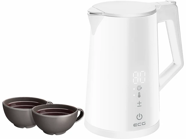 Ecg rk 1893 dubbelwandige waterkoker met temperatuurregeling 1,7 l 2200 w wit - afbeelding 4 van  4