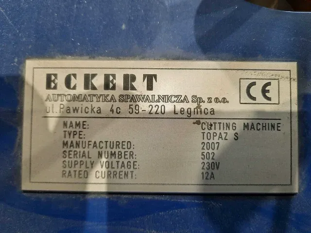 Eckert - topaz s 1530 - plasmasnijmachine - 2007 - afbeelding 11 van  11