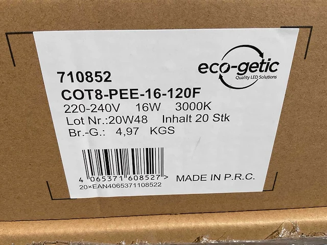 Eco-getic - led tube t8 1212 mm - 16w 3000k (480x) - afbeelding 9 van  9