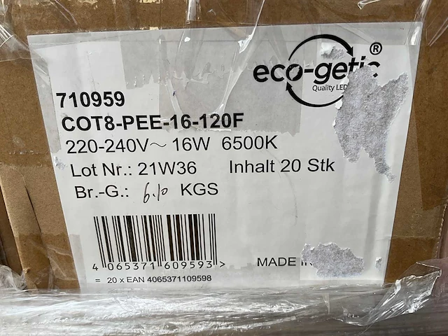 Eco-getic - led tube t8 1212 mm - 16w 6500k (297x) - afbeelding 10 van  10