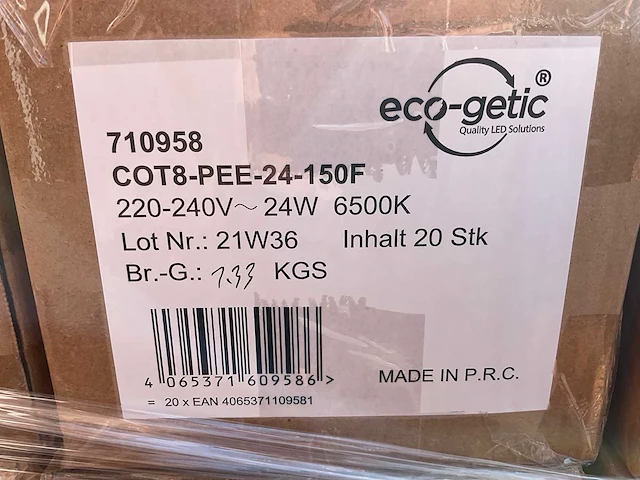 Eco-getic - led tube t8 1513 mm - 24w 6500k (400x) - afbeelding 9 van  9