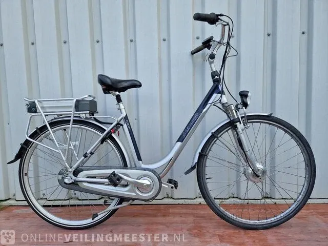 Ecocity e-bike/ elektrische fiets cross, zilver-blauw - afbeelding 1 van  9
