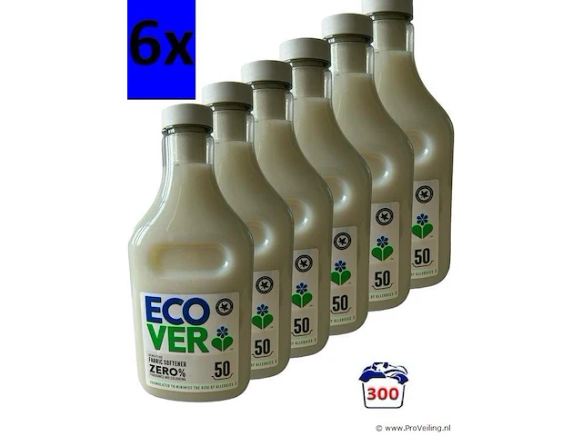 Ecover wasverzachter zero gevoelige huid 0% parfum & 0% kleurstoffen voordeelverpakking 6 x 1.5 l - afbeelding 1 van  1