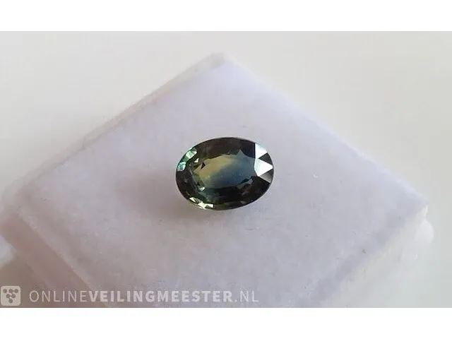 Edelsteen, 1.56 ct oval yellow-green-blue sapphire. - afbeelding 5 van  15
