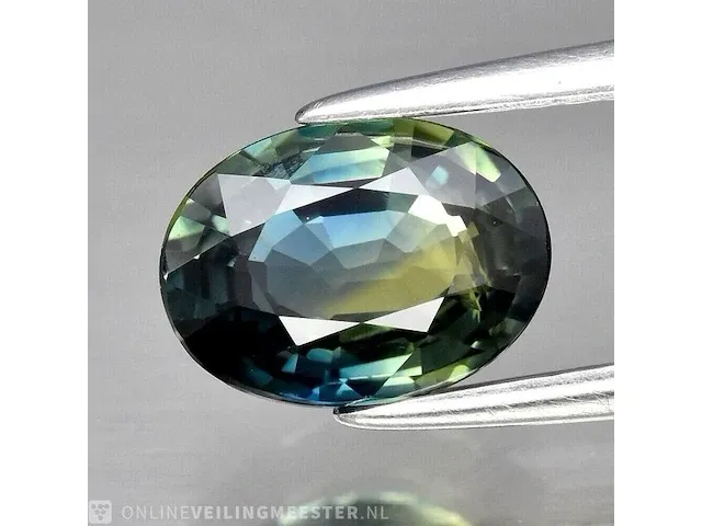 Edelsteen, 1.56 ct oval yellow-green-blue sapphire. - afbeelding 1 van  15