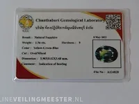 Edelsteen, 1.56 ct oval yellow-green-blue sapphire. - afbeelding 8 van  15