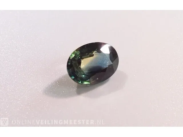 Edelsteen, 1.56 ct oval yellow-green-blue sapphire. - afbeelding 13 van  15