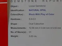 Edelsteen, 3.00 ct natural solid black opal - afbeelding 5 van  11