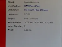 Edelsteen, 3.02 ct natural solid black opal - afbeelding 2 van  11