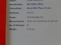 Edelsteen, 3.15 ct natural solid black opal - afbeelding 7 van  12