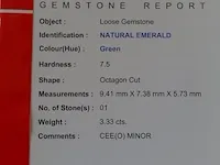 Edelsteen, 3.33 ct natural zambian green emerald. - afbeelding 3 van  9