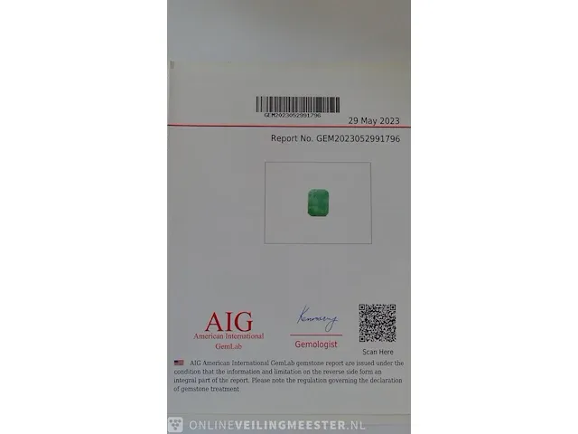 Edelsteen, 3.33 ct natural zambian green emerald. - afbeelding 4 van  9