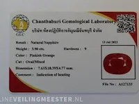 Edelsteen, 3.90ct pinkish red sapphire. - afbeelding 7 van  7