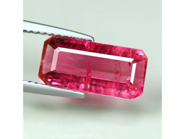 Edelstenen, natural tourmaline (rubellite) 3.03 ct (certified). - afbeelding 1 van  15