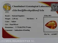 Edelstenen, natural yellow sapphire 2.59 ct (certified). - afbeelding 4 van  11