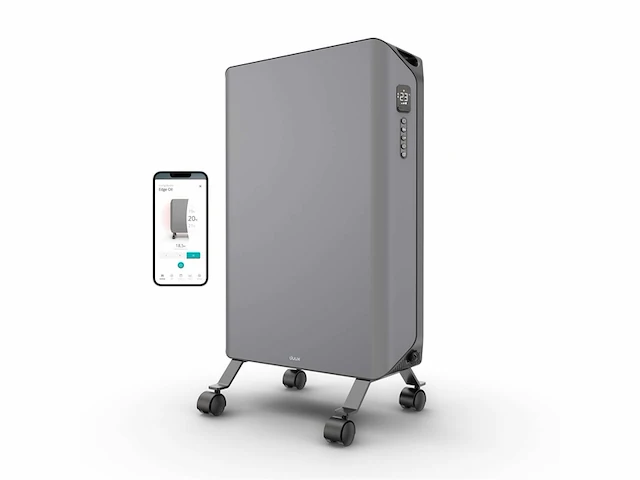 Edge oil - smart olieradiator met thermostaat - 2000w oliegevulde radiator met boost modus - grijs - afbeelding 1 van  5