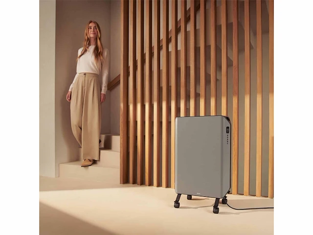 Edge oil - smart olieradiator met thermostaat - 2000w oliegevulde radiator met boost modus - grijs - afbeelding 2 van  5