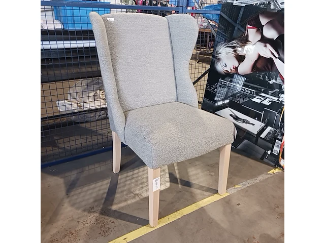 Eetkamer fauteuil boucle, zazuhome, grijs / chroom - afbeelding 1 van  5