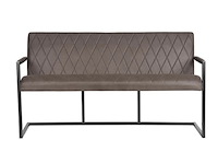 Eetkamerbank, antraciet microvezelstof, zwart metalen onderstel - afbeelding 2 van  6