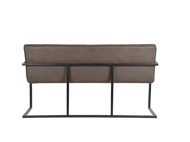 Eetkamerbank, antraciet microvezelstof, zwart metalen onderstel - afbeelding 3 van  6