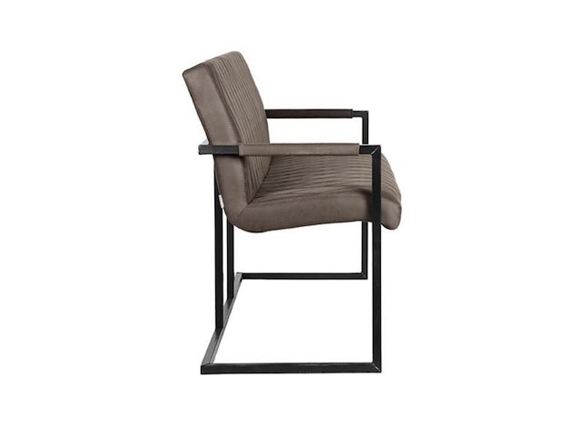 Eetkamerbank, antraciet microvezelstof, zwart metalen onderstel - afbeelding 4 van  6