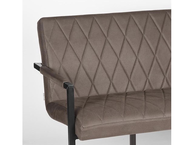 Eetkamerbank, antraciet microvezelstof, zwart metalen onderstel - afbeelding 5 van  6