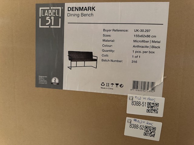 Eetkamerbank, antraciet microvezelstof, zwart metalen onderstel - afbeelding 6 van  6