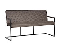 Eetkamerbank, antraciet microvezelstof, zwart metalen onderstel - afbeelding 1 van  6