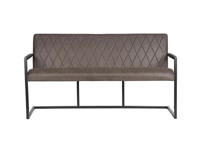 Eetkamerbank, antraciet microvezelstof, zwart metalen onderstel - afbeelding 2 van  6