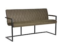 Eetkamerbank, army microvezelstof, zwart metalen onderstel - afbeelding 1 van  6