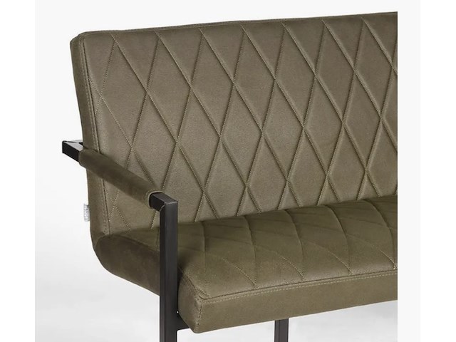 Eetkamerbank, army microvezelstof, zwart metalen onderstel - afbeelding 5 van  6