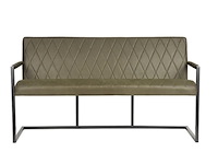 Eetkamerbank, army microvezelstof, zwart metalen onderstel - afbeelding 2 van  6