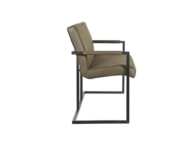 Eetkamerbank, army microvezelstof, zwart metalen onderstel - afbeelding 4 van  6