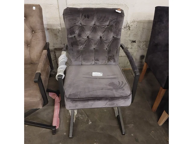 Eetkamerstoel luxe beige leer, zazuhome - afbeelding 1 van  5